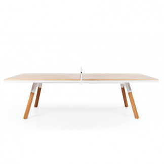 Table de ping pong convertible 274 chêne massif chassis blanc