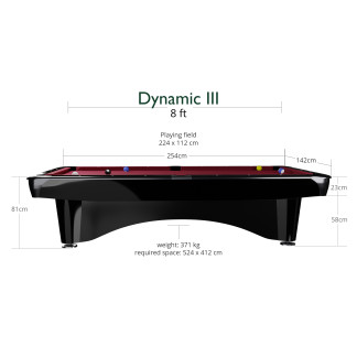 Billard Dynamic III 8ft Noir