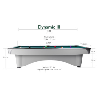 Billard Dynamic III 8ft Blanc